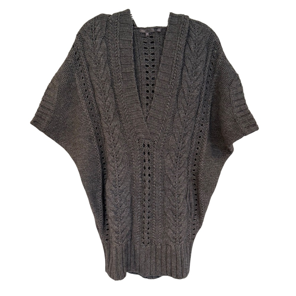 Vince Cable Knit‎ Hooded Wool Alpaca Sweater Women's XS Gray Chunky Boho Hippie